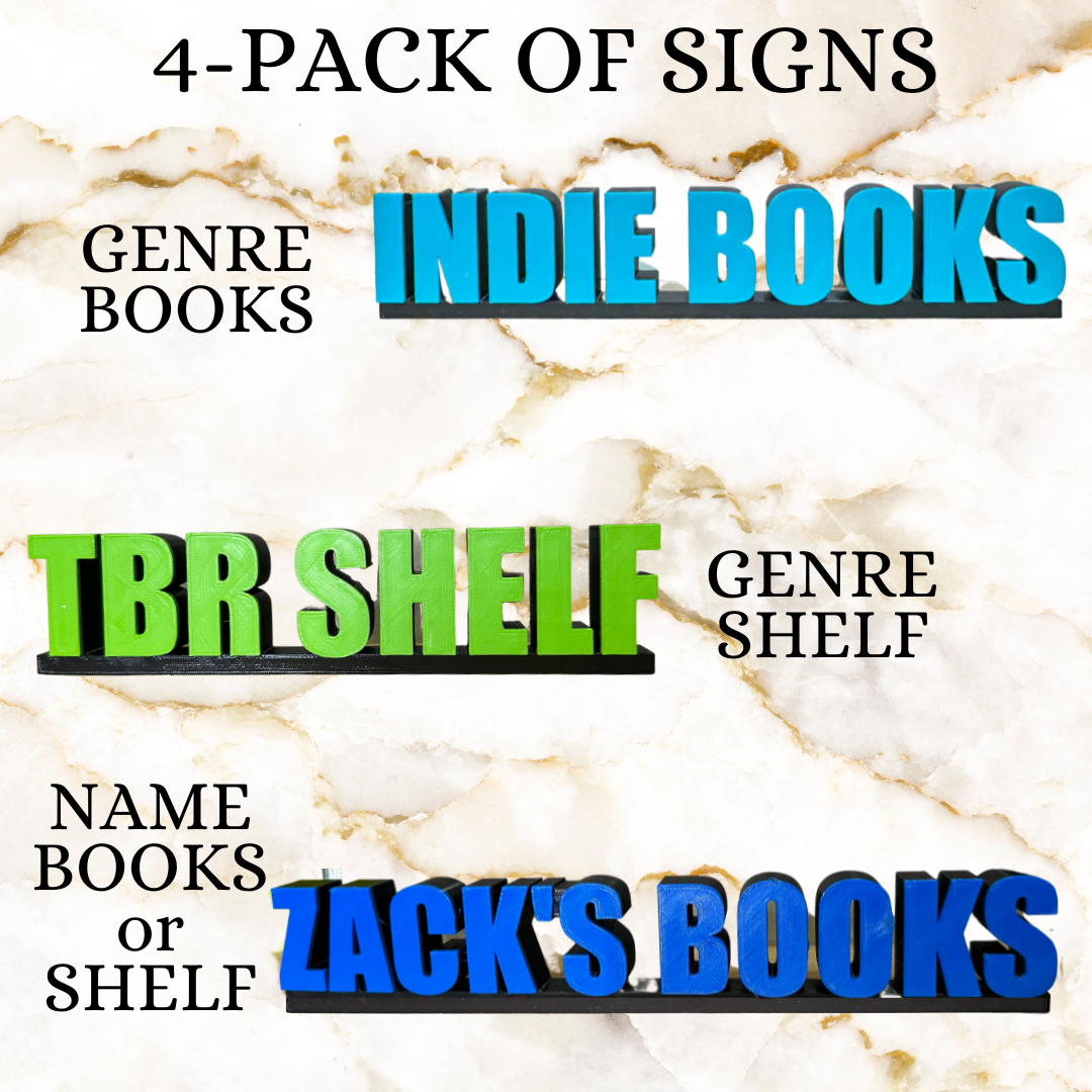 Set of 4 Book Shelf Signs