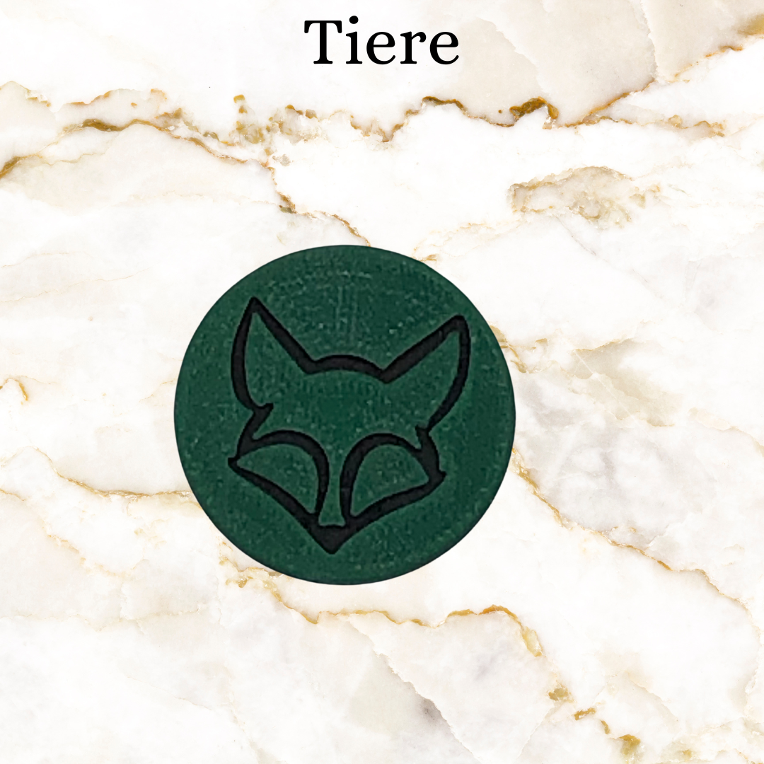 Line mark option for key chain - gdark green fox head for line of Tiere