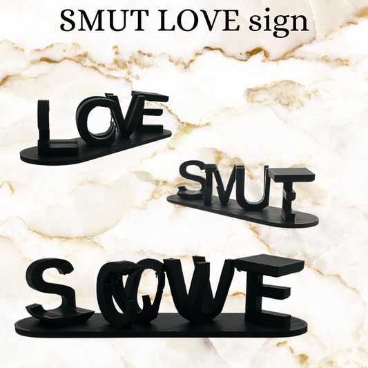 Bookshelf SMUT LOVE sign