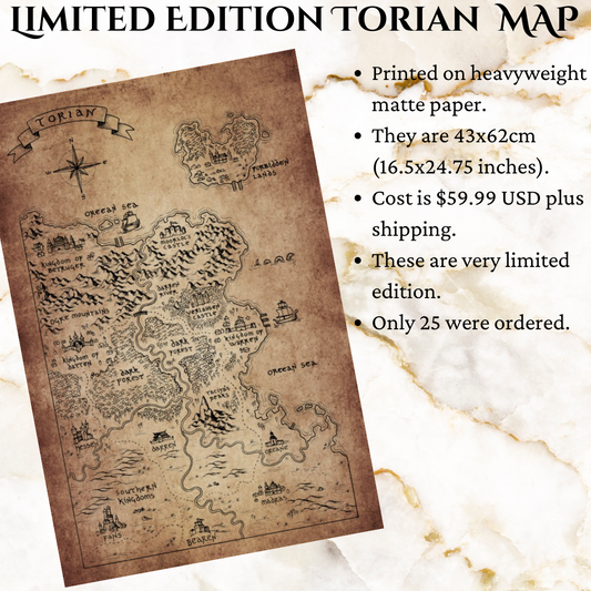 Deluxe map of Torian. - large map is 43cm by 62cm and is darker colour to look aged