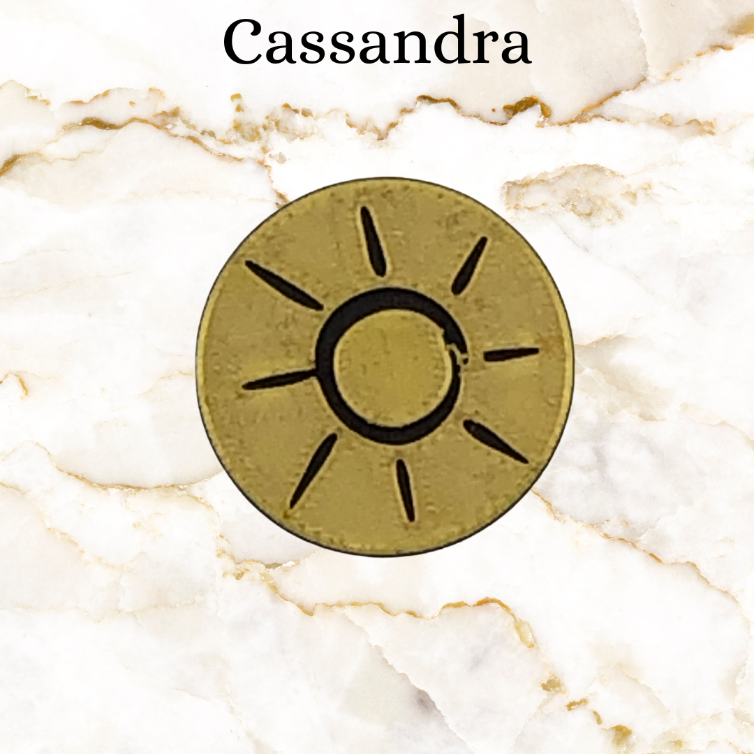 Line mark option for key chain - gold sun for line of Cassandra