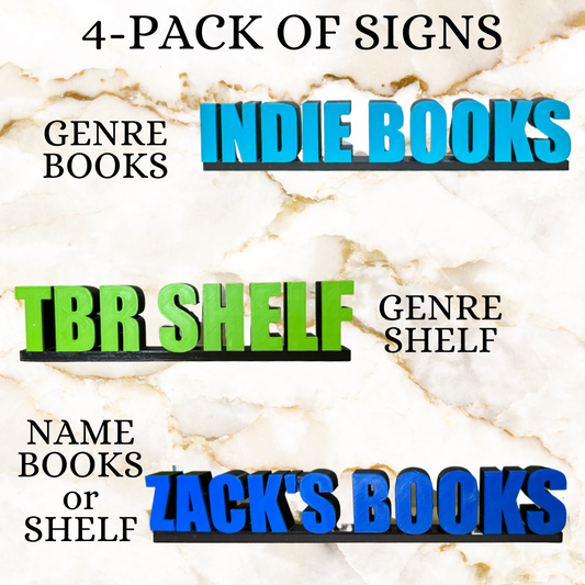 Set of 4 Book Shelf Signs