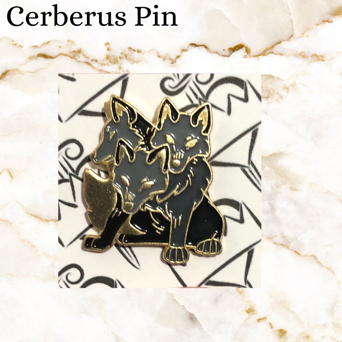 Book pin - grey and black cerberus - three headed dog